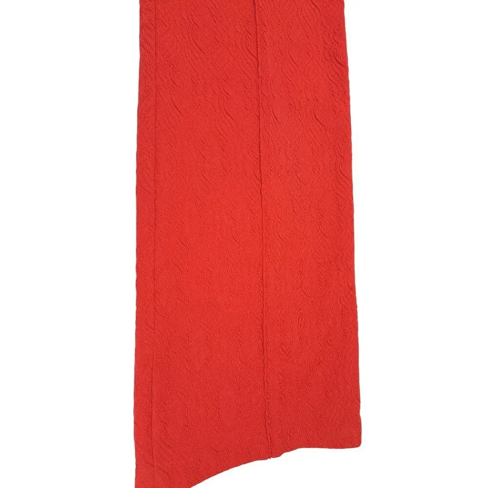 Vintage Handmade Polyester Pants Textured Stitched Crease Disco Red Women Size 4 - Picture 4 of 8